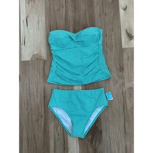 NWT/NWOT Draper James Green Seersucker Tankini Swimsuit Size Large